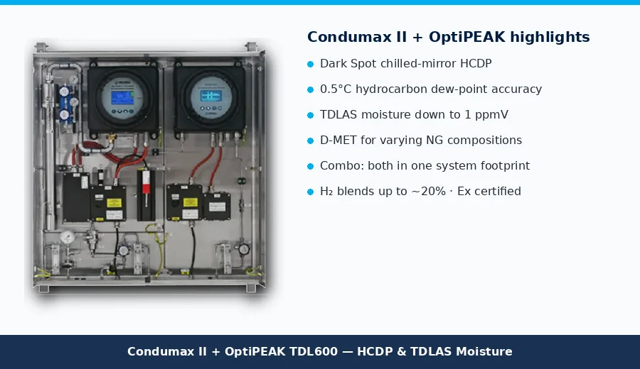 Michell Condumax II and OptiPEAK TDL600 combined HCDP and TDLAS moisture features