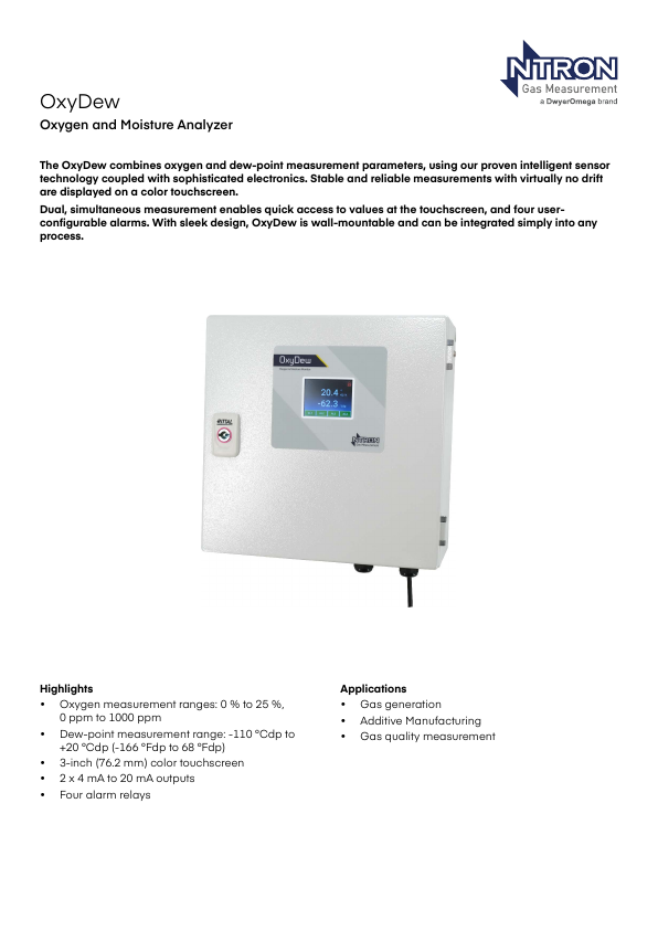 OxyDew Oxygen & Dew-Point Analyzer